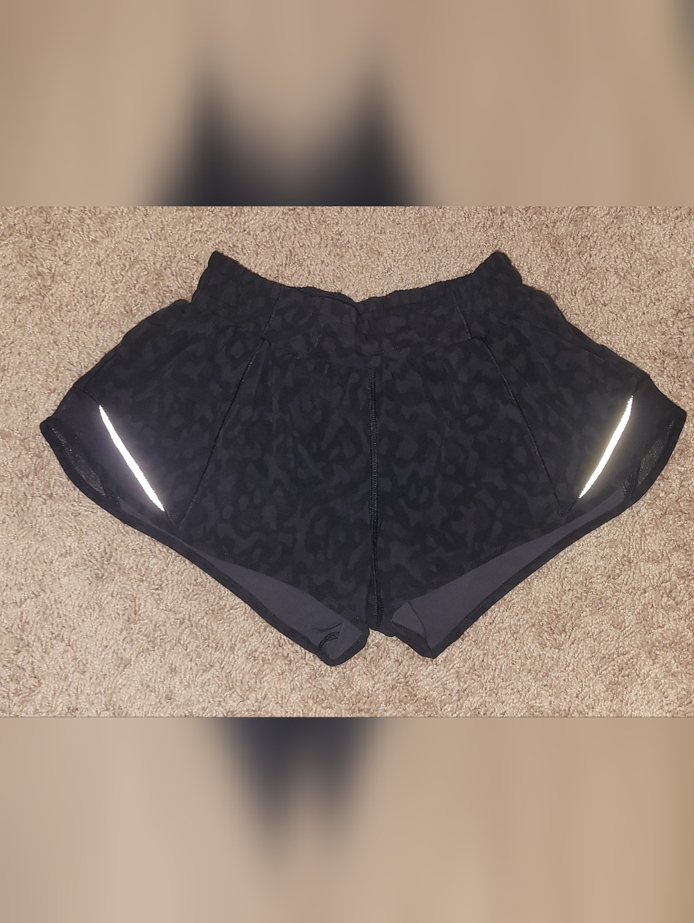 Lululemon Black Cheetah Hotty Hot Shorts